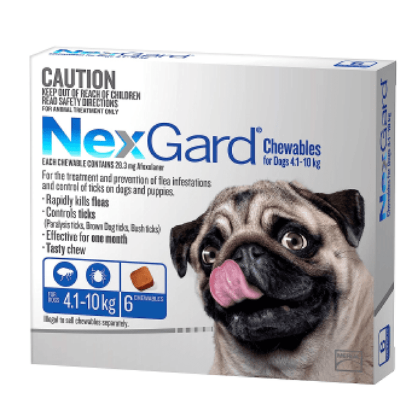 NexGard (Afoxolaner) Chewable - Dogs 4-10 kg (3 tablets)