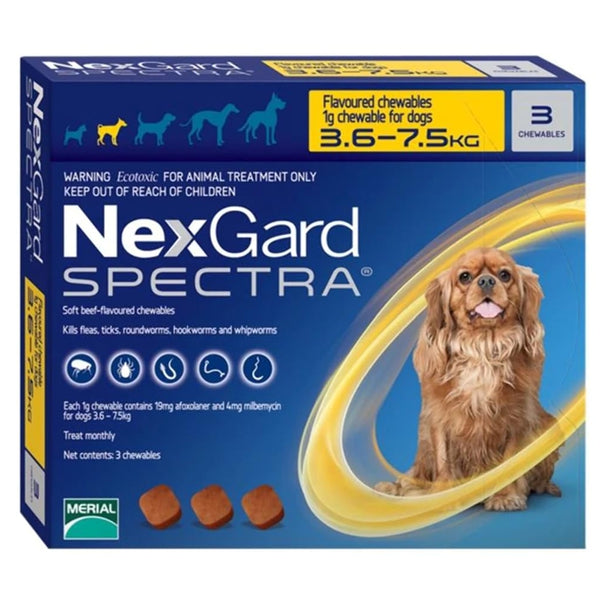 NexGard Spectra Chewable - Dogs 3.5-7.5 kg (3 tablets)