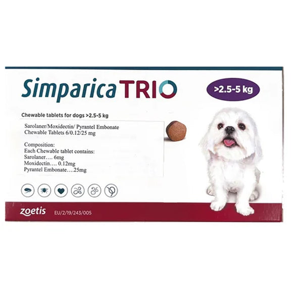 Simparica Trio Chewable - Dogs 2.5-5 kg (1 tablet)